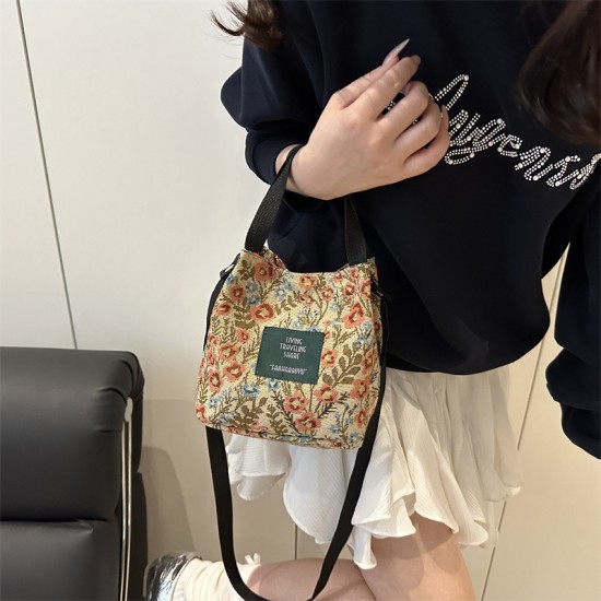Wholesale sweet style hand-held bucket bags for women, 2025 summer new fashion floral single-shoulder bags, trendy crossbody bags Wholesale sweet style hand-held bucket bags for women, 2025 summer new fashion floral single-shoulder bags, trendy crossbody bags