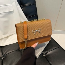 Wholesale fashionable and light luxury small square women's bags, 2025 spring new style bow lock single-shoulder bags, trendy chain crossbody bags