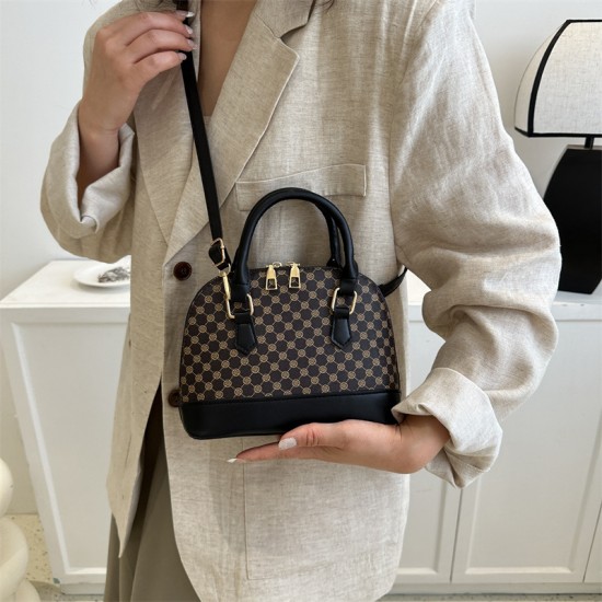 Cross-border versatile vintage diamond-shaped shell bag for women, 2023 Summer New fashion patchwork single-shoulder crossbody bag