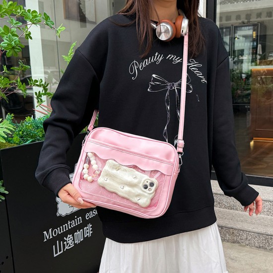 Cross-border large-capacity commuting pain bag for women, 2024 Autumn new Japanese-Korean version transparent women's bag, single-shoulder crossbody bag Cross-border large-capacity commuting pain bag for women, 2024 Autumn new Japanese-Korean version transparent women's bag, single-shoulder crossbody bag