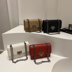 Wholesale braided small square women's bags, 2025 summer new fashion lock button single-shoulder underarm bags, chain crossbody bags