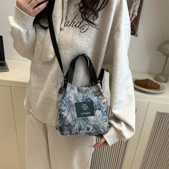 Wholesale sweet style hand-held bucket bags for women, 2025 summer new fashion floral single-shoulder bags, trendy crossbody bags Wholesale sweet style hand-held bucket bags for women, 2025 summer new fashion floral single-shoulder bags, trendy crossbody bags