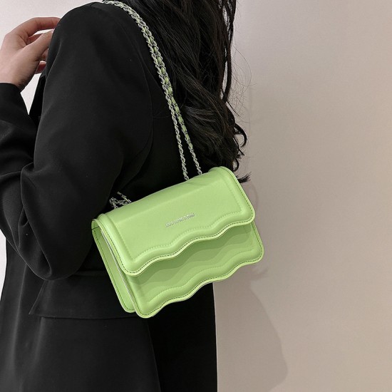 Cross-border light luxury texture handbag for women 2023 Spring, fresh and fashionable wavy small square bag, chain single-shoulder crossbody bag