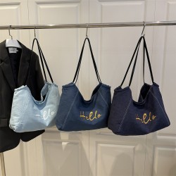 Wholesale Japanese Harajume-style hand-held tote bags for women in summer 2025, new embroidered letter single-shoulder bags and trendy underarm bags