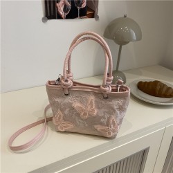 Wholesale new Chinese-style butterfly embroidered hand-held bucket bags, women's bags, 2025 summer new fashion single-shoulder bags and trendy crossbody bags