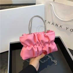The new candy-colored pleated small square bag for women in the autumn of 2023 is a fashionable and fresh water diamond bag. It's a stylish single-shoulder crossbody bag