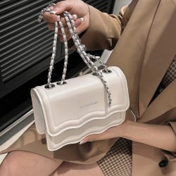 Cross-border light luxury texture handbag for women 2023 Spring, fresh and fashionable wavy small square bag, chain single-shoulder crossbody bag
