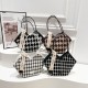 A stylish checkered color-matching silk strap hand-held small bag for women in winter 2024, a large-capacity single-shoulder bag for commuting under the armpit A stylish checkered color-matching silk strap hand-held small bag for women in winter 2024, a large-capacity single-shoulder bag for commuting under the armpit