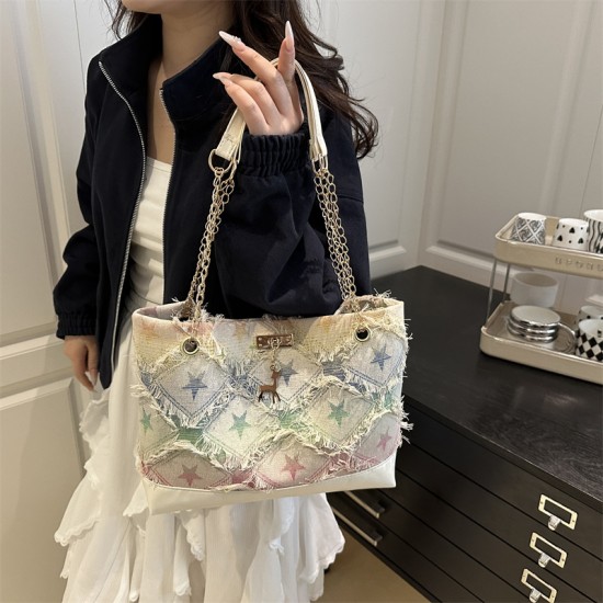 Wholesale cross-border checkered hand-held tote bags for women in the summer of 2025, niche large-capacity single-shoulder bags and trendy underarm bags Wholesale cross-border checkered hand-held tote bags for women in the summer of 2025, niche large-capacity single-shoulder bags and trendy underarm bags