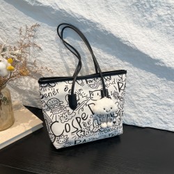 Niche design graffiti hand-held tote bag for women, new casual single-shoulder bag for autumn and winter 2024, large-capacity underarm bag