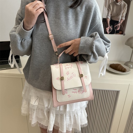 Wholesale fashionable printed patchwork hand-held small square bags for women, new spring 2025 light luxury single-shoulder bags and commuter backpacks Wholesale fashionable printed patchwork hand-held small square bags for women, new spring 2025 light luxury single-shoulder bags and commuter backpacks