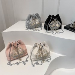 Summer trend new Chinese-style embroidered bucket bag women's bag 2024 New light luxury versatile single-shoulder bag crossbody chain bag