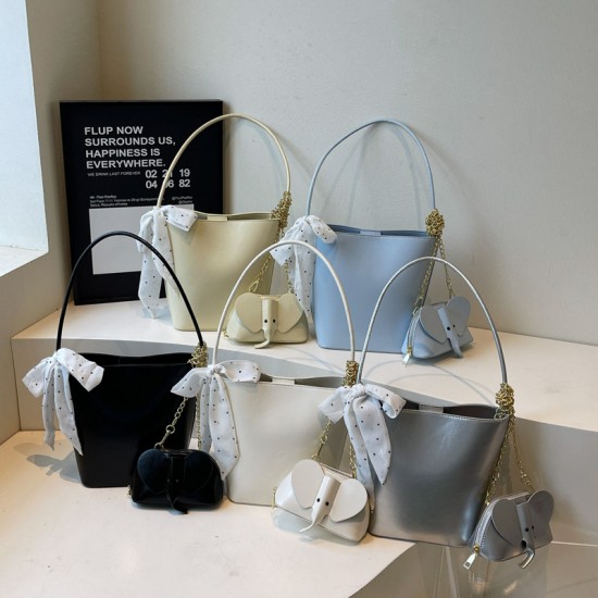 Wholesale Korean version niche silk scarves, hand-held bucket bags, women's bags, 2025 summer new light luxury single-shoulder underarm bags, crossbody bags