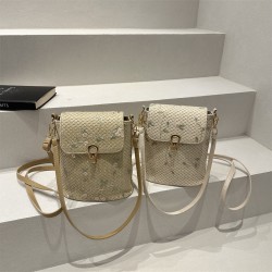 Wholesale fresh and delicate embroidered hand-held small square bags for women, 2025 spring new styles of light luxury straw woven single-shoulder bags and trendy crossbody bags