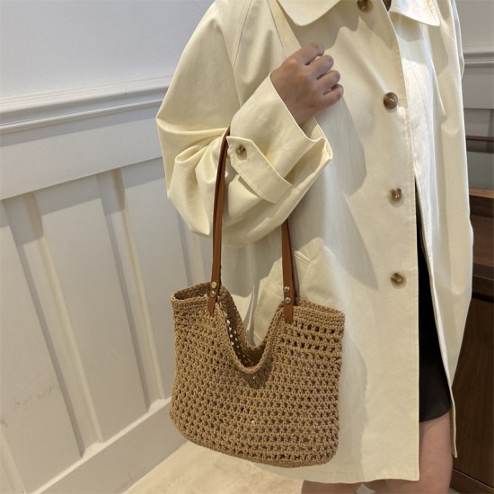 Wholesale Korean-style exquisite woven hand-held tote bags for women, 2025 spring new casual single-shoulder bags, versatile underarm bags Wholesale Korean-style exquisite woven hand-held tote bags for women, 2025 spring new casual single-shoulder bags, versatile underarm bags