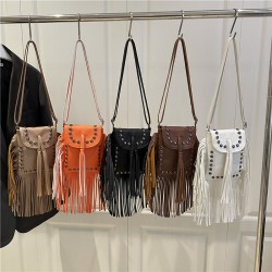 Wholesale niche fringed rivet small square women's bags, 2025 summer new personalized single-shoulder underarm bags, versatile crossbody bags