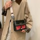 Fashionable embroidered thread color-blocking small square bag for women's 2024 winter new light luxury versatile single-shoulder bag with a sense of high-end wide crossbody bag