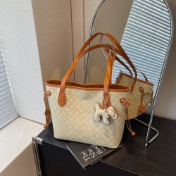 Wholesale high-end hand-held tote bags for women, 2025 summer new large-capacity single-shoulder bags, color-blocking commuter underarm bags