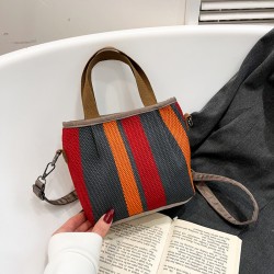 Wholesale Japanese Harajume-style hand-held bucket bags for women, 2025 summer new striped color-blocking single-shoulder bags, trendy crossbody bags