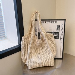 Wholesale fashionable knitted tote bags, women's bags, 2025 summer new large-capacity single-shoulder bags, and trendy underarm bags