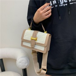 Cross-border fashion trend, light luxury texture, diamond-shaped patchwork hand-held small square bag, new casual single-shoulder crossbody bag for women