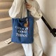Casual and fashionable denim tote bag 2024 autumn/Winter new retro niche letter single-shoulder bag and simple underarm bag Casual and fashionable denim tote bag 2024 autumn/Winter new retro niche letter single-shoulder bag and simple underarm bag