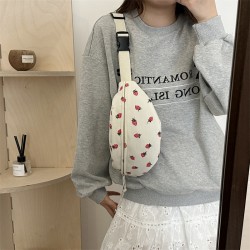 Wholesale summer popular and versatile strawberry printed bags, women's waist bags, 2024 trendy new single-shoulder crossbody bags