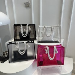 Wholesale Korean version large-capacity hand-held tote bags for women, 2025 summer new jelly single-shoulder bags, trendy underarm mother and child bags