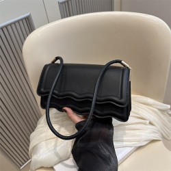 Cross-border women's bags 2024 Autumn and winter new collection: Trendy solid-color PU single-shoulder bag, stylish and beautiful lace underarm bag