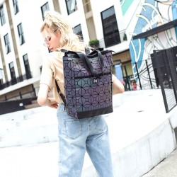 Cross-border folding backpack, leisure travel, large-capacity mountaineering backpack, fashionable and trendy computer backpack, diamond-shaped geometric bag