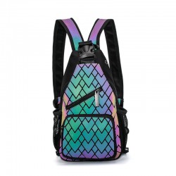 The 2024 new crossbody bag for men and women is fashionable and versatile. It features a laser geometric chest bag and an outdoor reflective waist bag