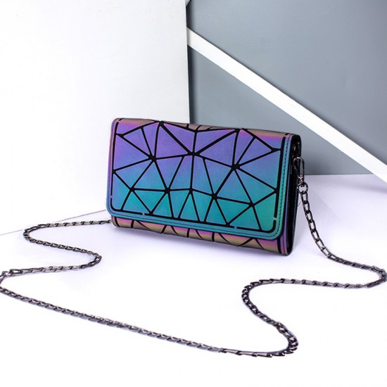Winter diamond-shaped small square bags for women, luminous gradient color stitching women's bags, niche chain style crossbody bags in stock for wholesale Winter diamond-shaped small square bags for women, luminous gradient color stitching women's bags, niche chain style crossbody bags in stock for wholesale