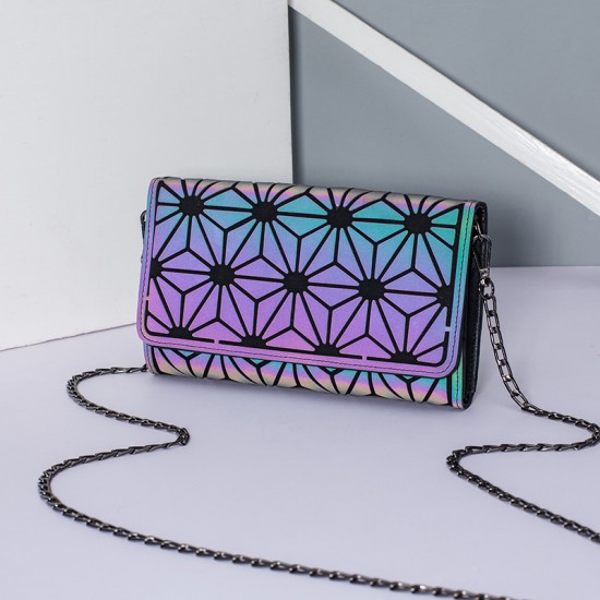 Winter diamond-shaped small square bags for women, luminous gradient color stitching women's bags, niche chain style crossbody bags in stock for wholesale Winter diamond-shaped small square bags for women, luminous gradient color stitching women's bags, niche chain style crossbody bags in stock for wholesale