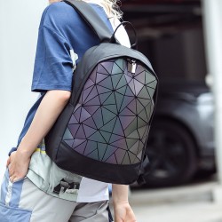 Summer new diamond-shaped backpacks, European and American large-capacity luminous backpacks, geometric student schoolbags, Guangzhou girls' bags