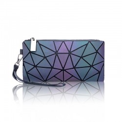 New long women's wallet, multi-slot luminous geometric wallet, large-capacity creative clutch, European and American wallet