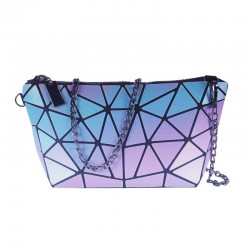 Korean version fashionable diamond-shaped 3D laser PU folding cosmetic bag, portable travel clutch bag, gradient color storage toiletries bag