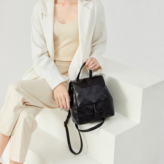 Wholesale of 2024 new geometric diamond-shaped backpacks for women, fashionable and versatile women's bags, and Japanese and Korean solid color drawstring backpacks Wholesale of 2024 new geometric diamond-shaped backpacks for women, fashionable and versatile women's bags, and Japanese and Korean solid color drawstring backpacks