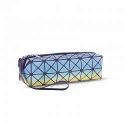 Creative and simple stationery pen case, large-capacity diamond-shaped geometric gift bag, PU material square box portable storage bag