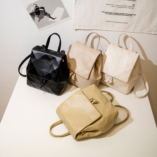 Wholesale of 2024 new geometric diamond-shaped backpacks for women, fashionable and versatile women's bags, and Japanese and Korean solid color drawstring backpacks Wholesale of 2024 new geometric diamond-shaped backpacks for women, fashionable and versatile women's bags, and Japanese and Korean solid color drawstring backpacks