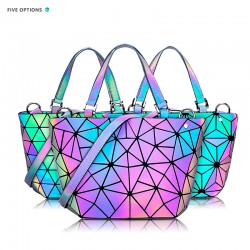 New trendy women's bags, European and American women's handbags, versatile and fashionable single-shoulder bucket bags, luminous diamond-shaped crossbody women's bags