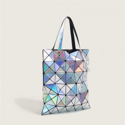 Japanese laser geometric diamond-shaped bag, colorful matte checkered children's bag, large-capacity single-shoulder bag, fashionable commuting handbag