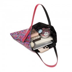 The 2025 new color tote bag, Japanese limited edition geometric diamond-shaped bag, color-blocked six-compartment bag, single-shoulder bag, and women's trend