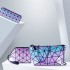 Korean version fashionable diamond-shaped 3D laser PU folding cosmetic bag, portable travel clutch bag, gradient color storage toiletries bag