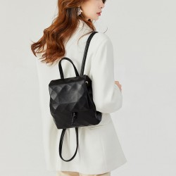 Wholesale of 2024 new geometric diamond-shaped backpacks for women, fashionable and versatile women's bags, and Japanese and Korean solid color drawstring backpacks