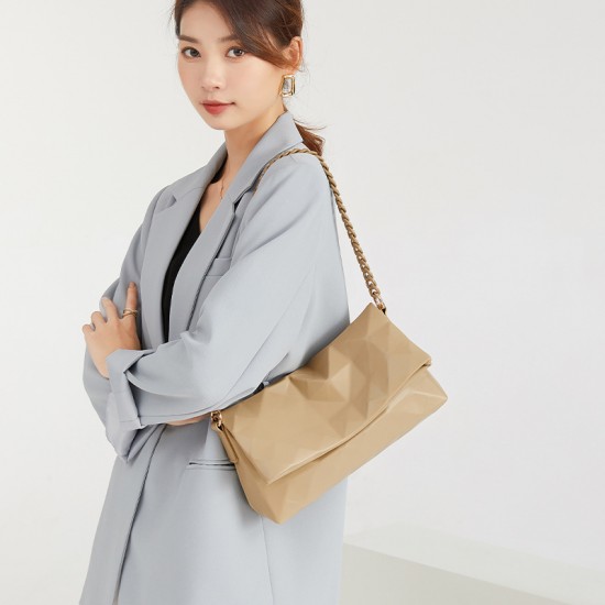 Fashionable and niche women's 2022 summer diamond-shaped chain underarm women's bag with pleated Korean style single-shoulder crossbody bag Fashionable and niche women's 2022 summer diamond-shaped chain underarm women's bag with pleated Korean style single-shoulder crossbody bag