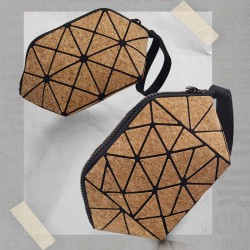 Korean-style fashionable wood grain ins cosmetic bag for women, large-capacity PU portable storage bag, dumpling shaped diamond geometric bag