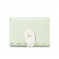 Cat Tail Cute Ladies Card Holder Wallet Premium Fashion Buckle Strap PU Short Tri-Fold Coin Purse