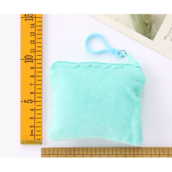 Solid Color Square Mini Plush Coin Purse Student Earphone Case Storage Pouch Hanging Keyring Backpack Accessory Card Holder